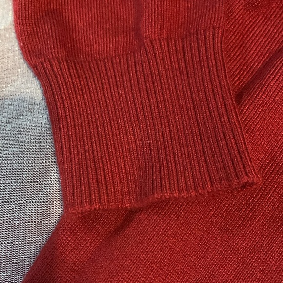 Red Merino Wool Sweater w/ Cream Rhinestone Knit Collar/Lining Sz L/XL - Picture 3 of 8